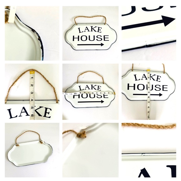 Lake House Sign Home Decor Shabby Chic White Black - Picture 3 of 6